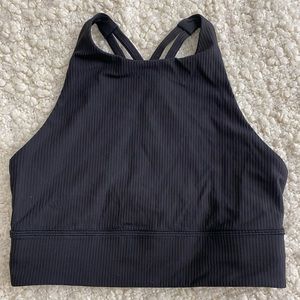 lululemon Energy Bra, High Neck, Longline, Ribbed, Black, Size 6